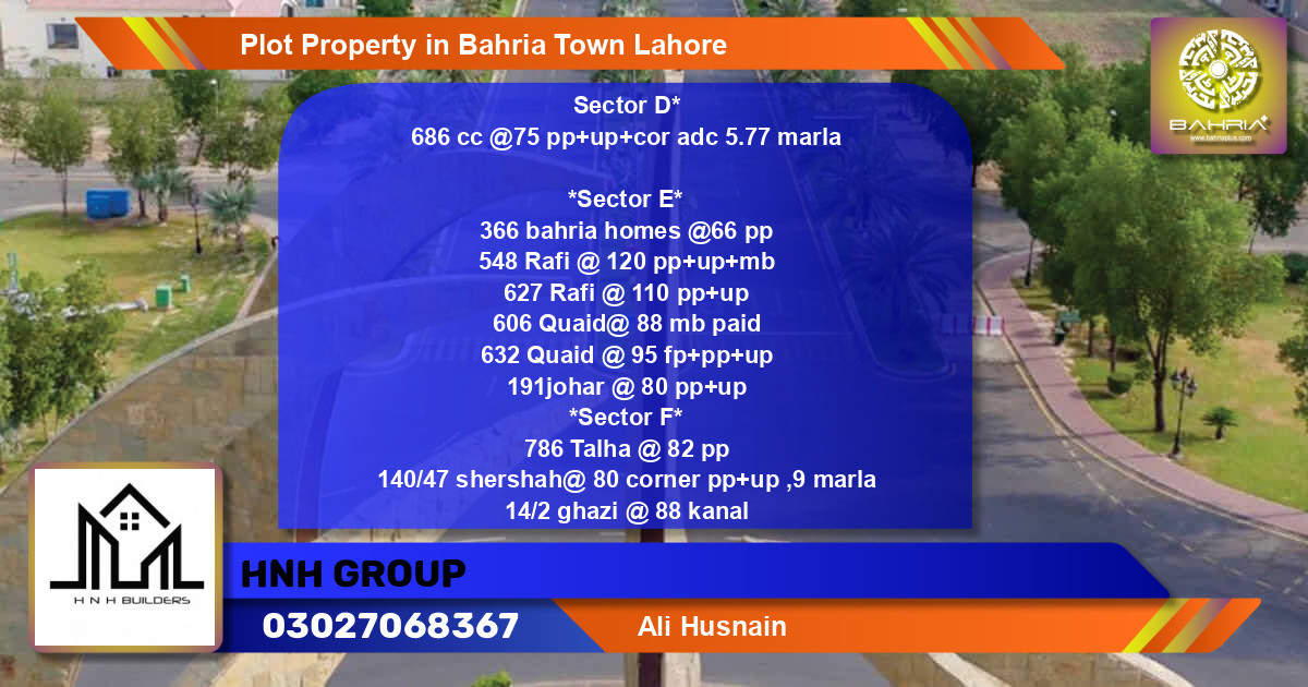 Residential Plot for Sale in Bahria Town, Lahore - (BP-38960)
