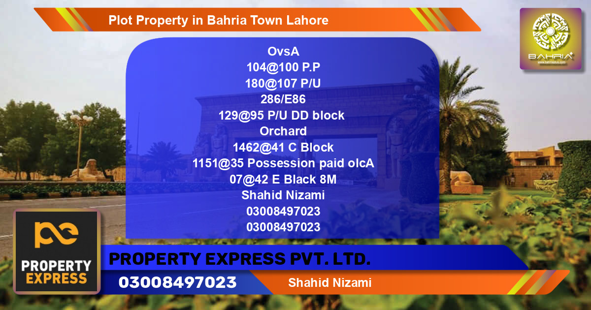 Residential Plot for Sale in Bahria Town, Lahore - (BP-38966)