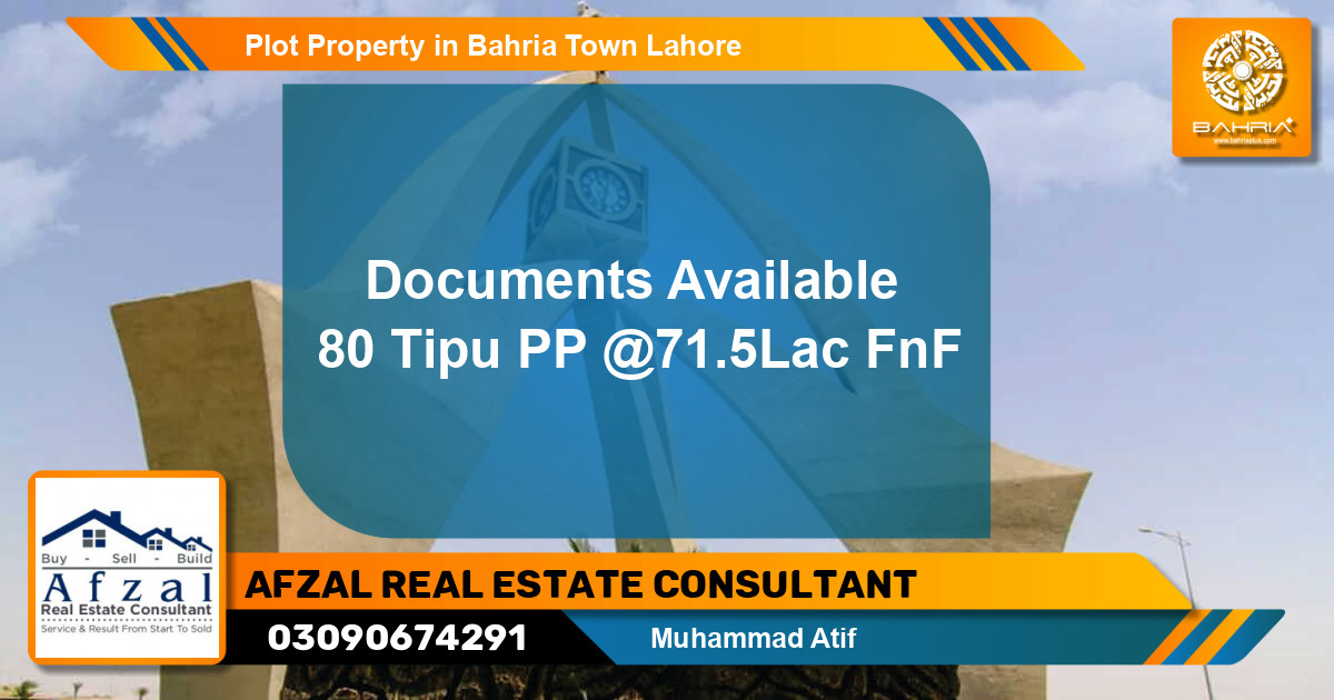 Residential Plot for Sale in Bahria Town, Lahore - (BP-38989)
