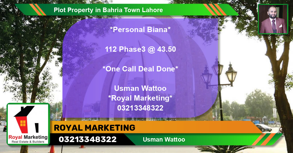 Residential Plot for Sale in Bahria Town, Lahore - (BP-38999)