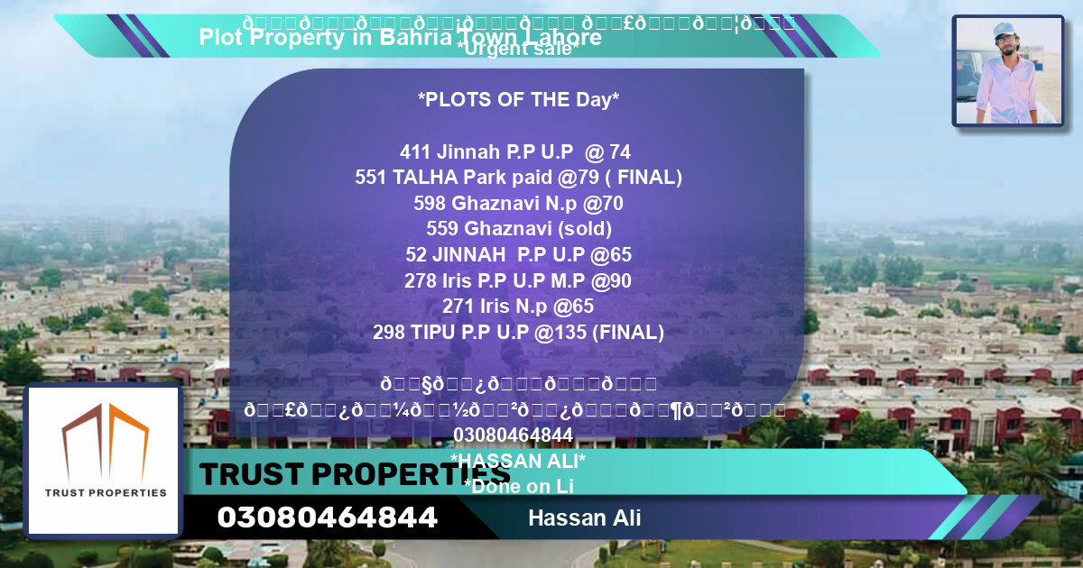 Residential Plot for Sale in Bahria Town, Lahore - (BP-39053)