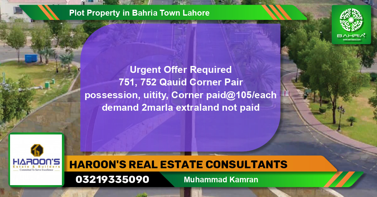 Residential Plot for Sale in Bahria Town, Lahore - (BP-39095)