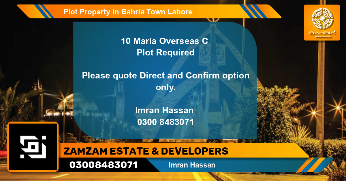 Residential Plot for Sale in Bahria Town, Lahore - (BP-39112)