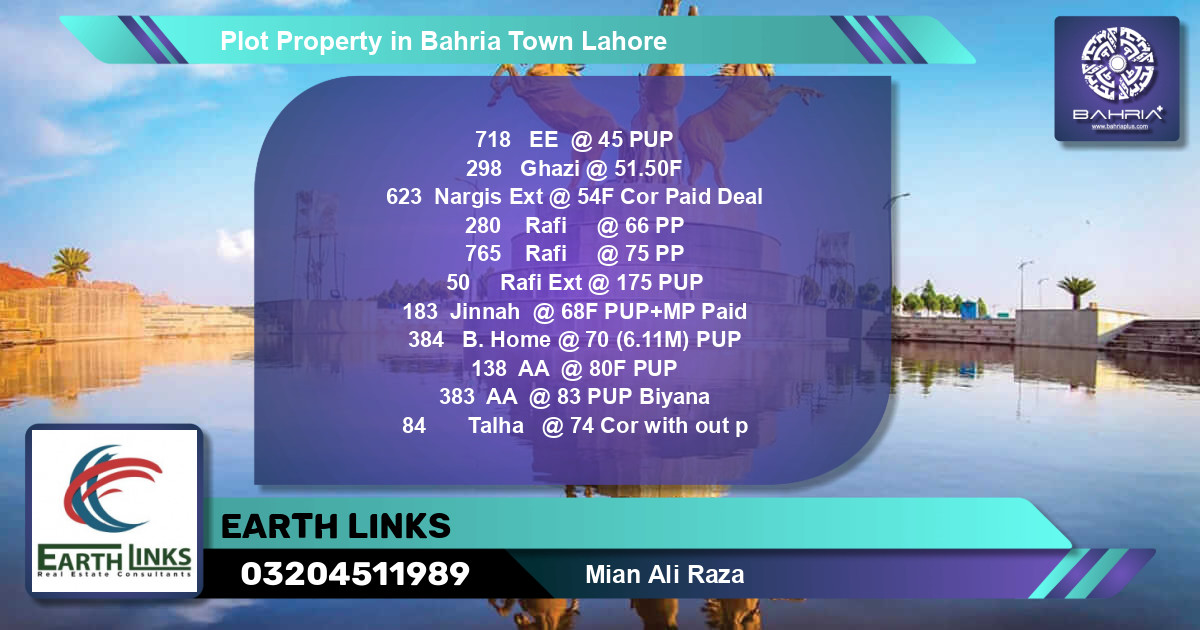 Residential Plot for Sale in Bahria Town, Lahore - (BP-39114)