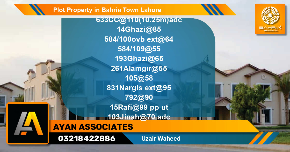 Residential Plot for Sale in Bahria Town, Lahore - (BP-39123)