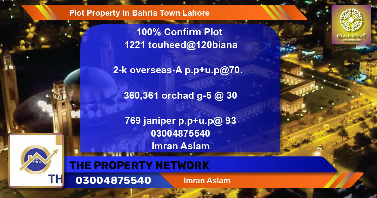 Residential Plot for Sale in Bahria Town, Lahore - (BP-39144)