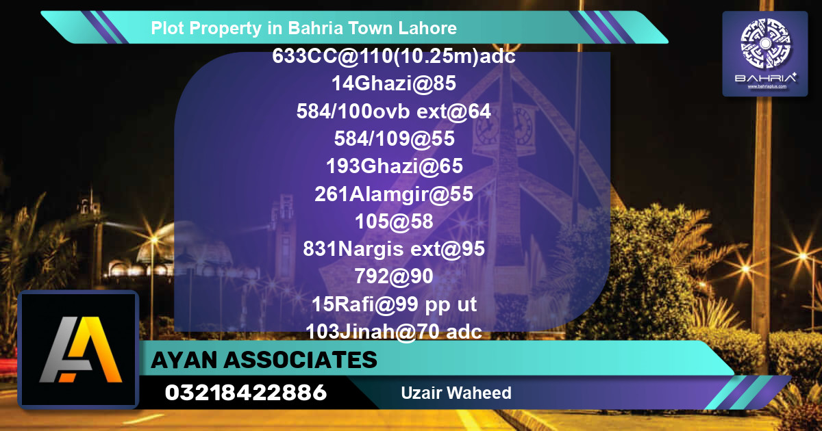 Residential Plot for Sale in Bahria Town, Lahore - (BP-39221)