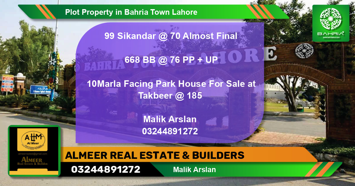 Residential Plot for Sale in Bahria Town, Lahore - (BP-39237)