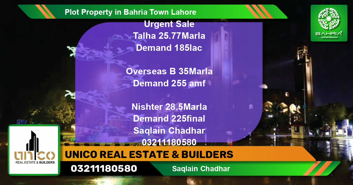 Residential Plot for Sale in Bahria Town, Lahore - (BP-39263)