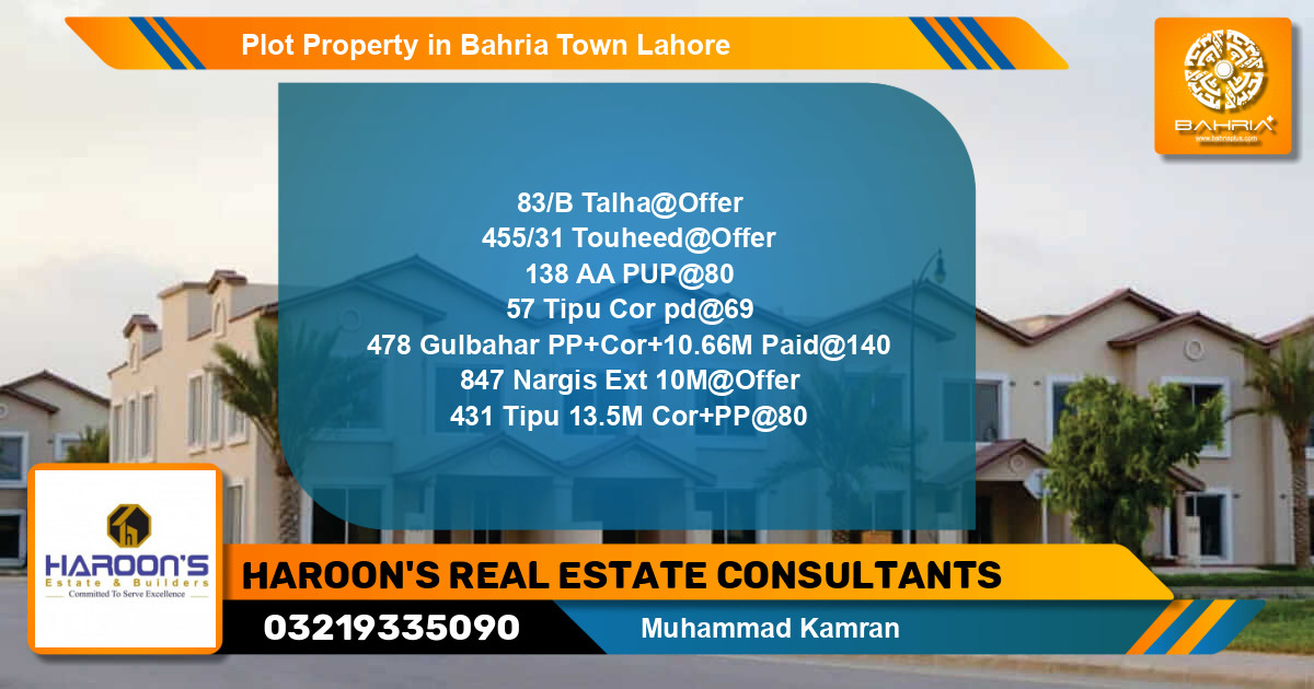 Residential Plot for Sale in Bahria Town, Lahore - (BP-39299)