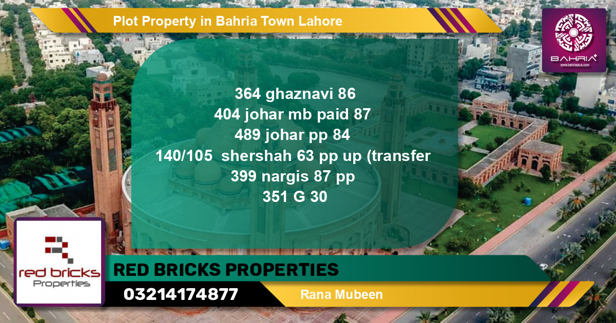 Residential Plot for Sale in Bahria Town, Lahore - (BP-39329)