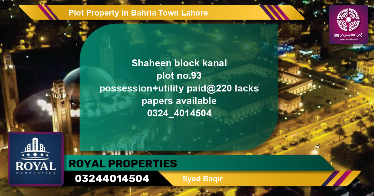 Residential Plot for Sale in Bahria Town, Lahore - (BP-39387)