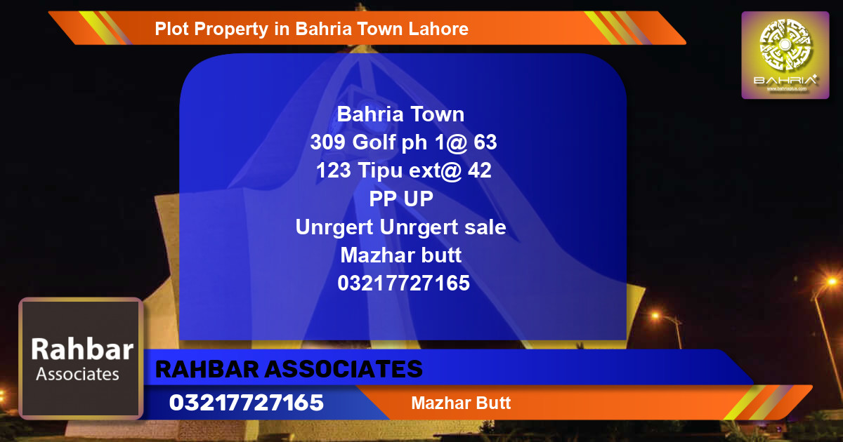 Residential Plot for Sale in Bahria Town, Lahore - (BP-39401)