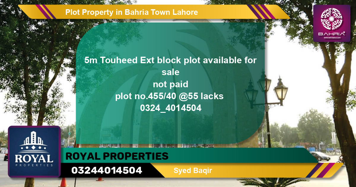 Residential Plot for Sale in Bahria Town, Lahore - (BP-39405)