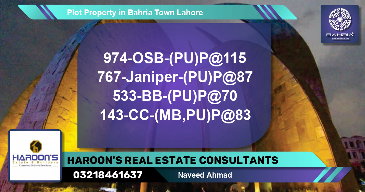 Residential Plot for Sale in Bahria Town, Lahore - (BP-39441)