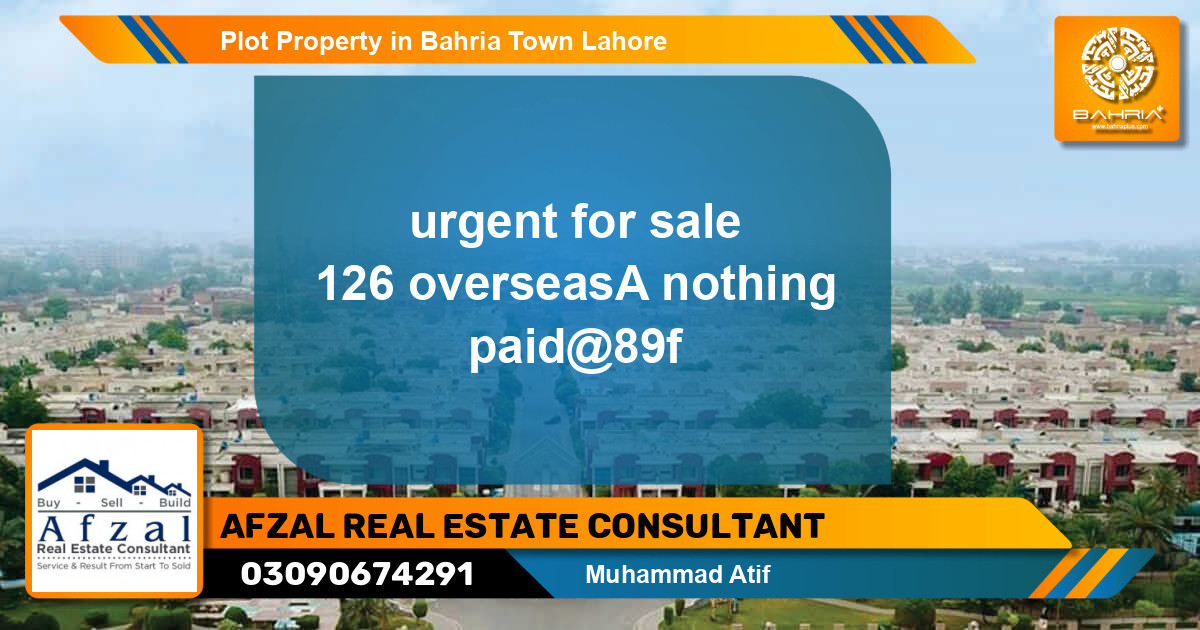 Residential Plot for Sale in Bahria Town, Lahore - (BP-39458)