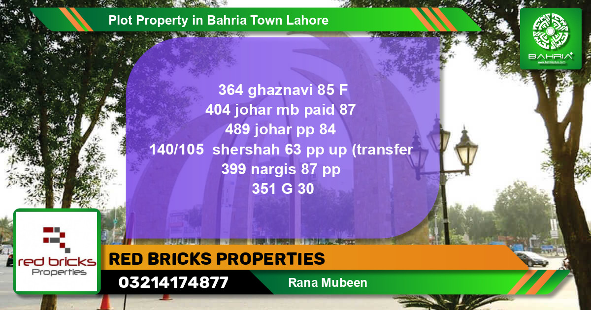 Residential Plot for Sale in Bahria Town, Lahore - (BP-39479)