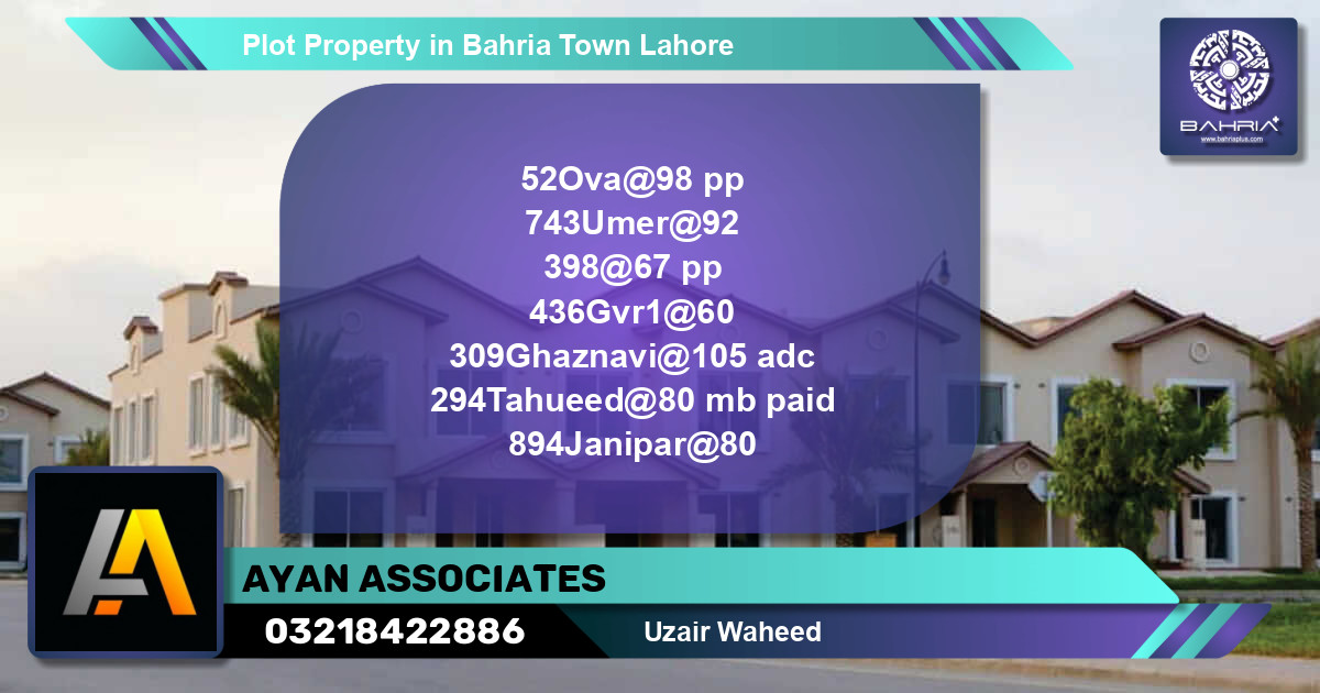 Residential Plot for Sale in Bahria Town, Lahore - (BP-39484)