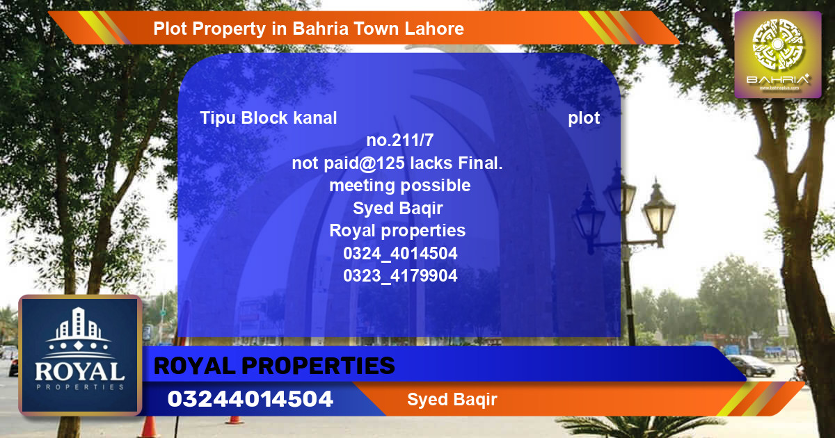 Residential Plot for Sale in Bahria Town, Lahore - (BP-39486)