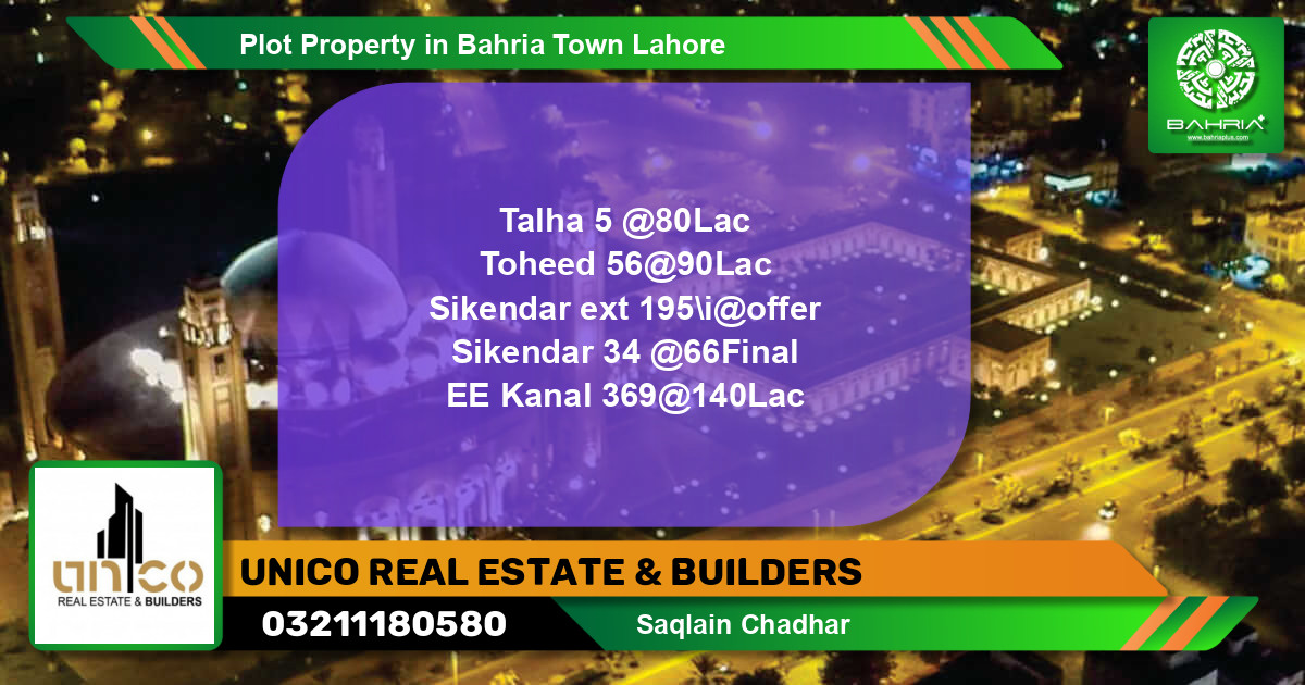 Residential Plot for Sale in Bahria Town, Lahore - (BP-39492)