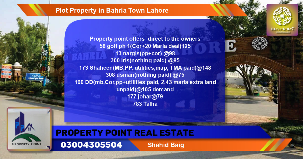 Residential Plot for Sale in Bahria Town, Lahore - (BP-39500)