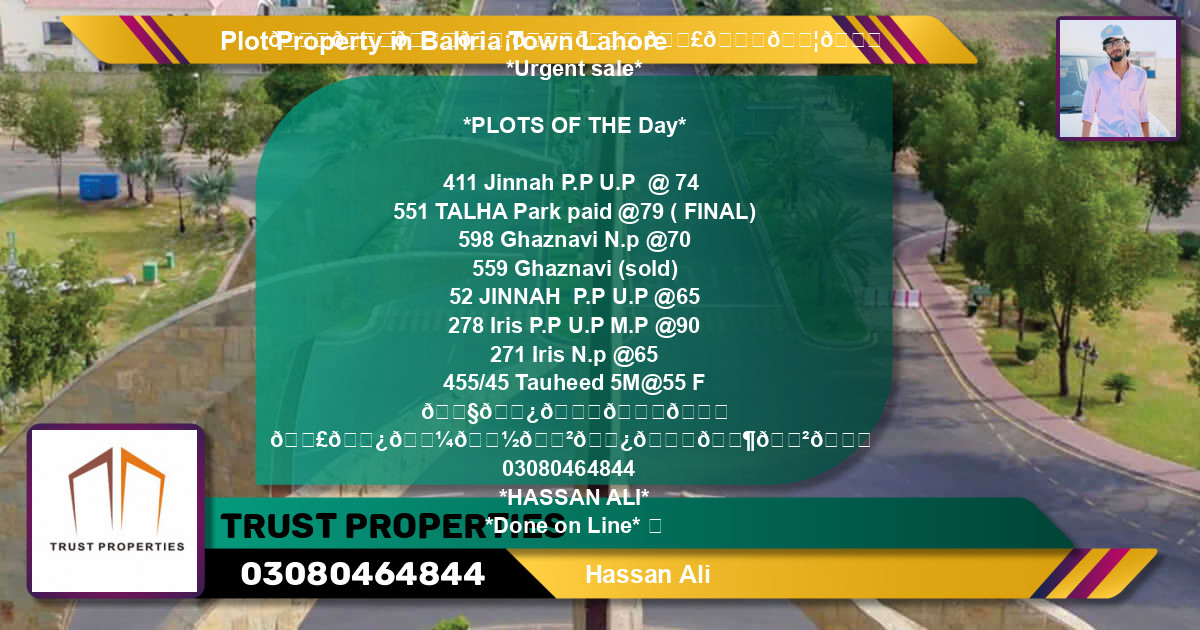 Residential Plot for Sale in Bahria Town, Lahore - (BP-39534)