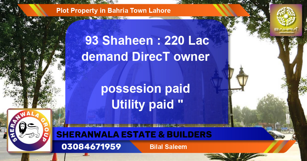 Residential Plot for Sale in Bahria Town, Lahore - (BP-39544)