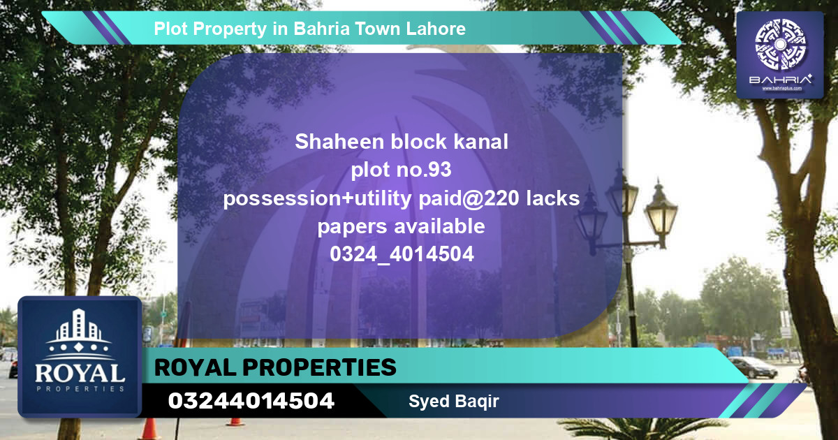 Residential Plot for Sale in Bahria Town, Lahore - (BP-39656)