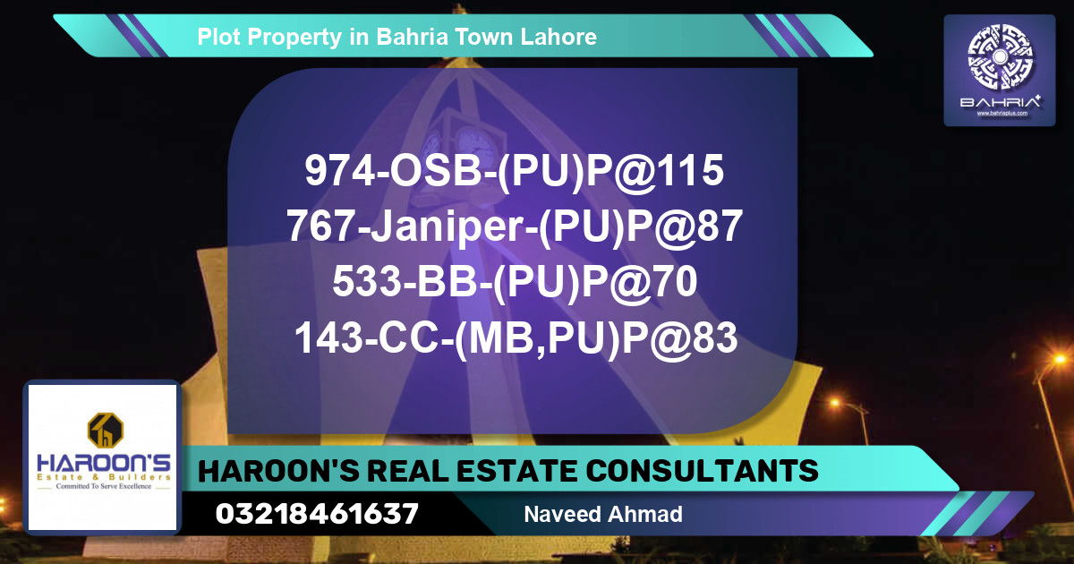 Residential Plot for Sale in Bahria Town, Lahore - (BP-39684)