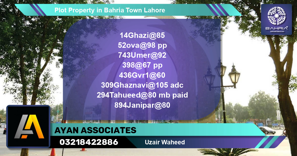 Residential Plot for Sale in Bahria Town, Lahore - (BP-39725)