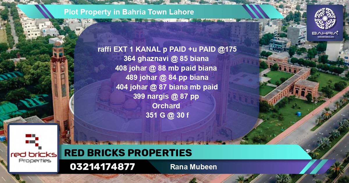 Residential Plot for Sale in Bahria Town, Lahore - (BP-39751)