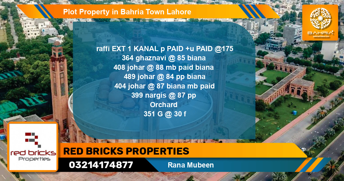 Residential Plot for Sale in Bahria Town, Lahore - (BP-39752)