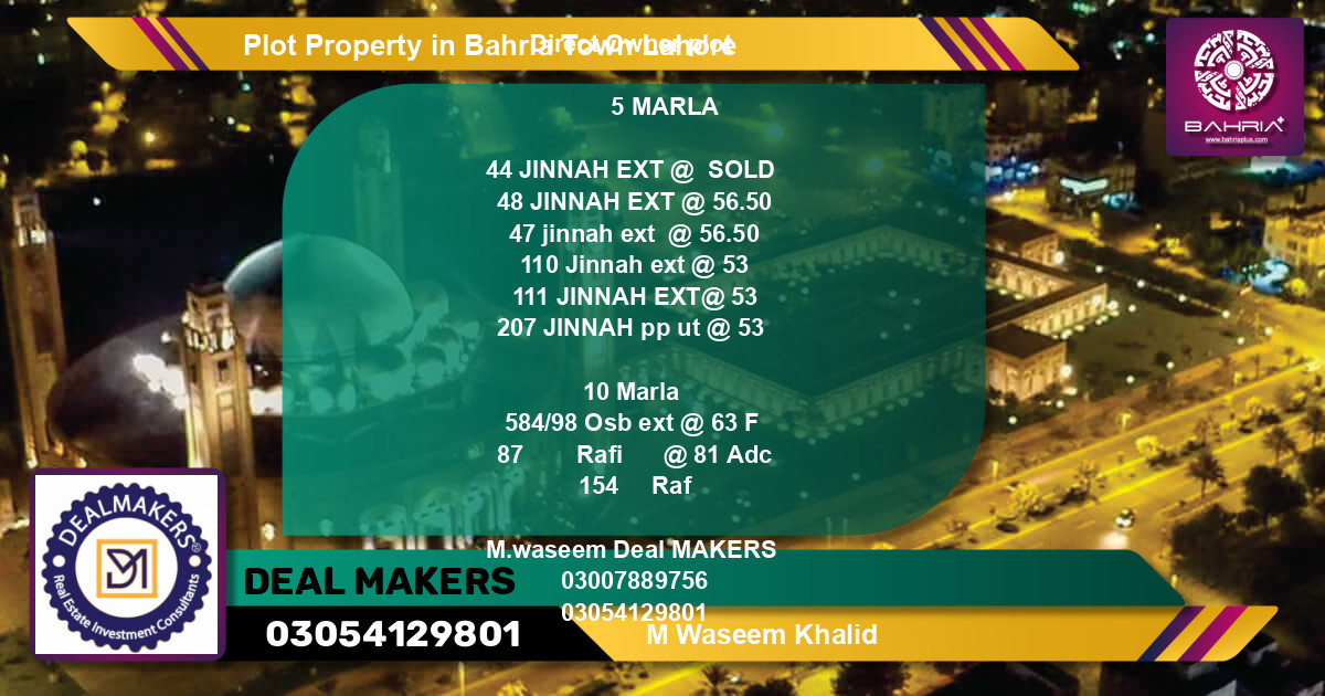 Residential Plot for Sale in Bahria Town, Lahore - (BP-39758)