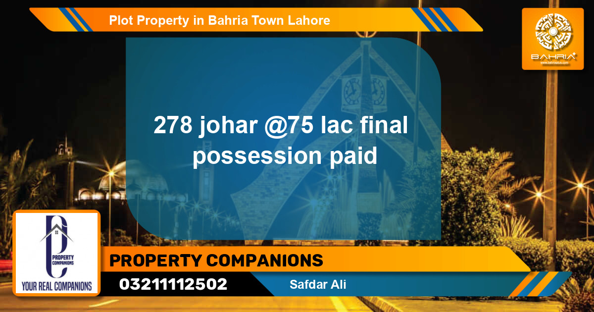 Residential Plot for Sale in Bahria Town, Lahore - (BP-39760)