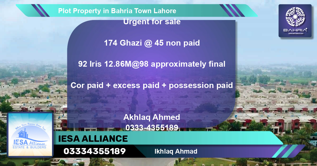 Residential Plot for Sale in Bahria Town, Lahore - (BP-39846)