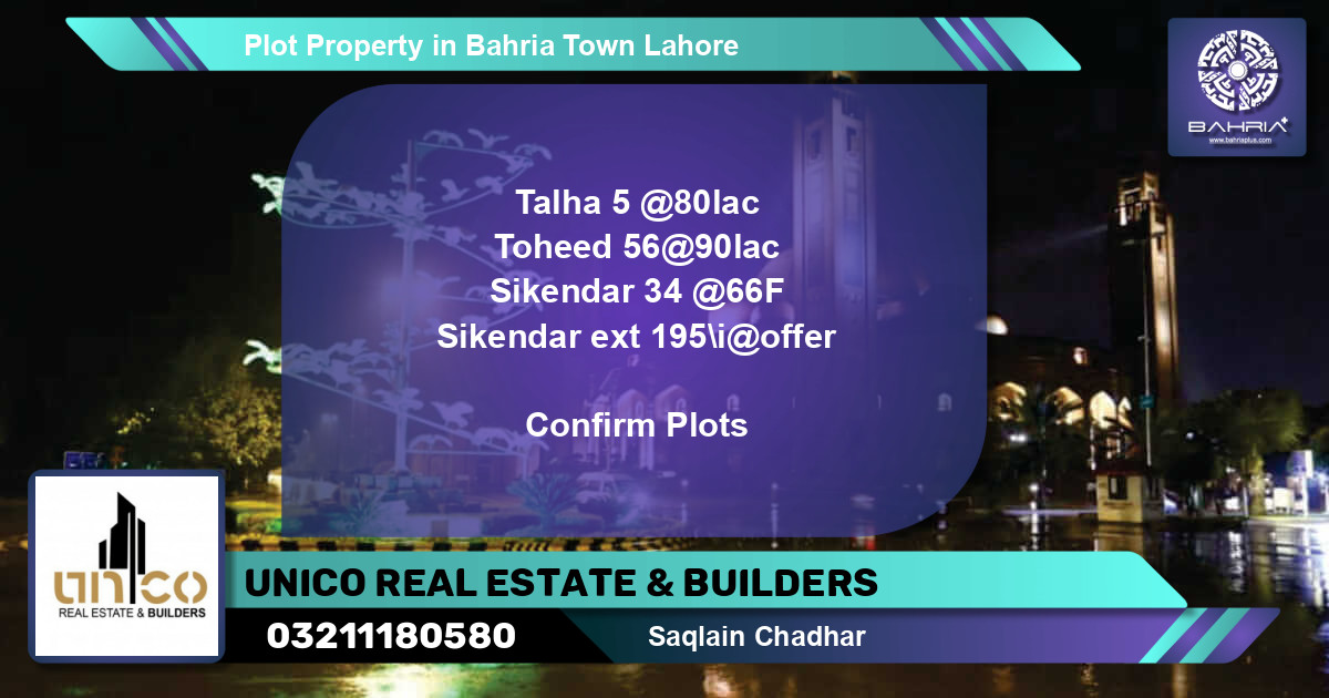 Residential Plot for Sale in Bahria Town, Lahore - (BP-39925)