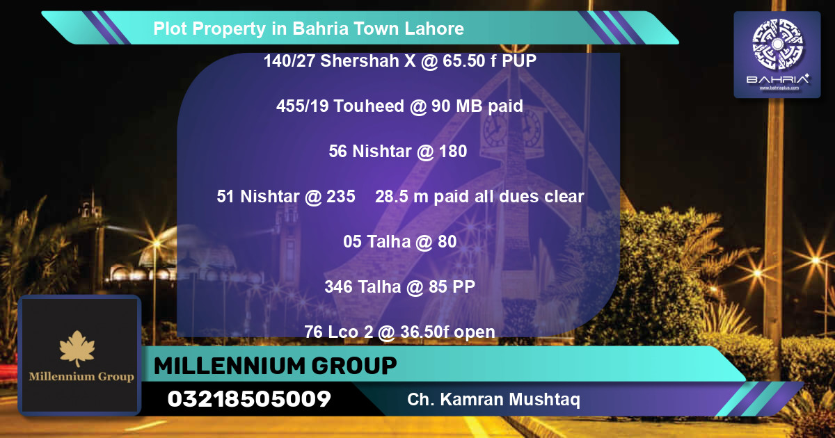 Residential Plot for Sale in Bahria Town, Lahore - (BP-39928)