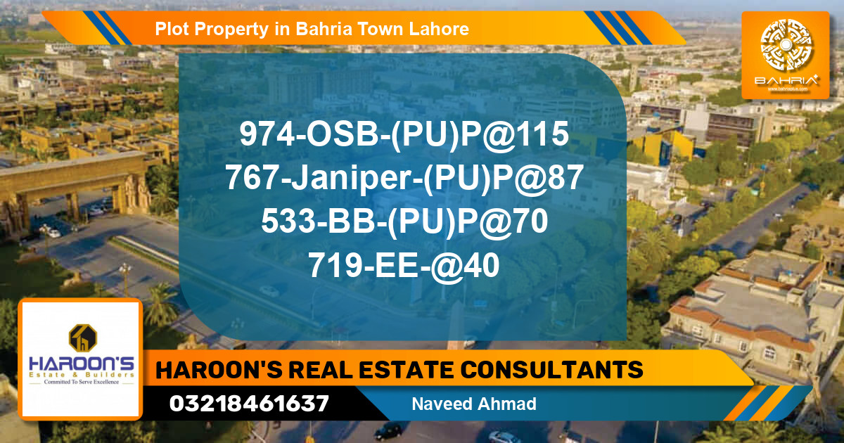 Residential Plot for Sale in Bahria Town, Lahore - (BP-39953)
