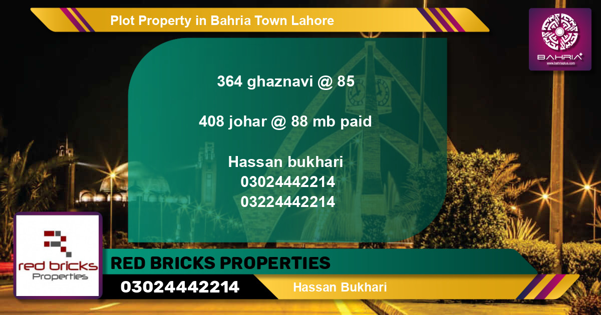 Residential Plot for Sale in Bahria Town, Lahore - (BP-39955)