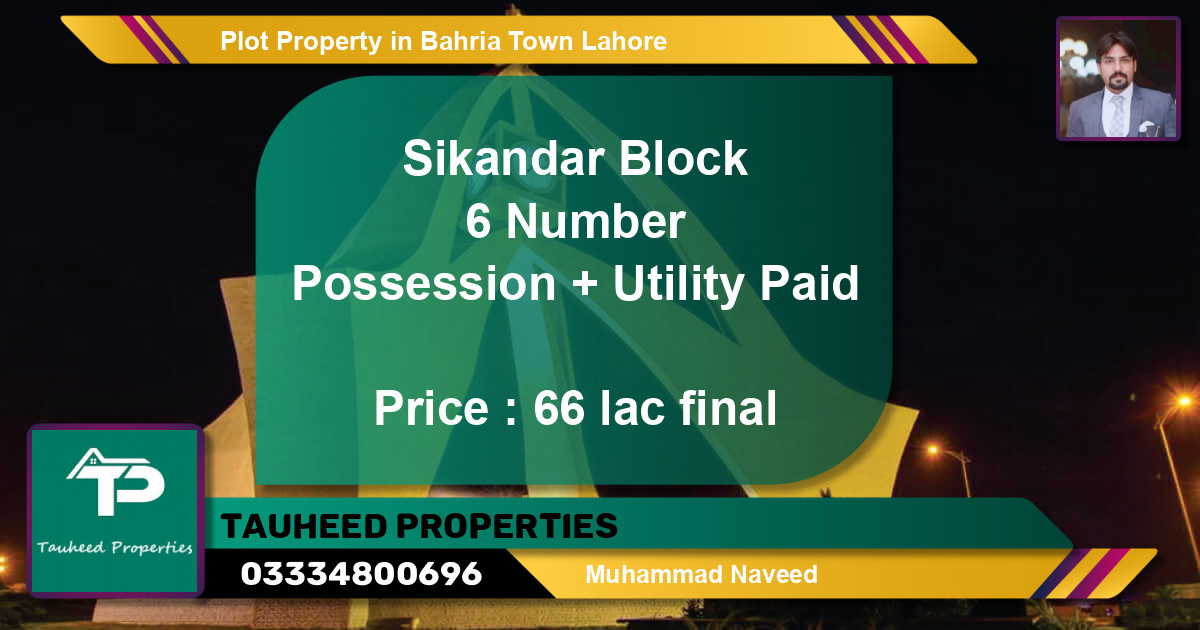 Residential Plot for Sale in Bahria Town, Lahore - (BP-39964)