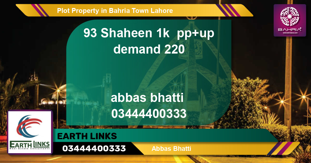 Residential Plot for Sale in Bahria Town, Lahore - (BP-39966)