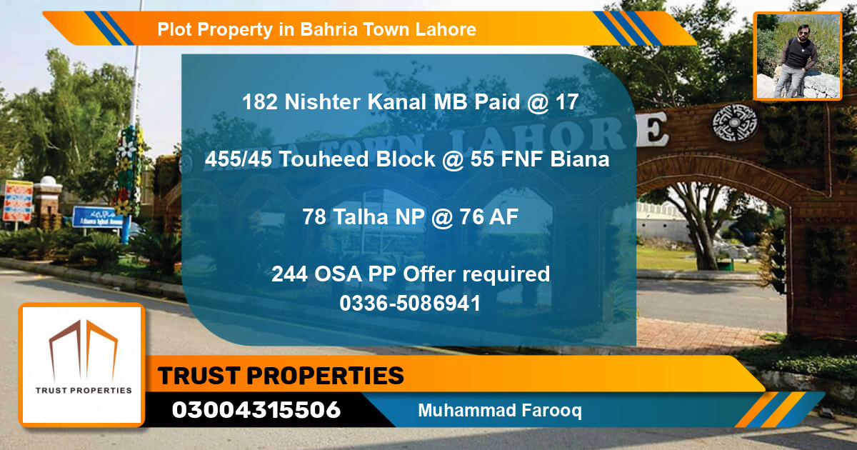 Residential Plot for Sale in Bahria Town, Lahore - (BP-39993)