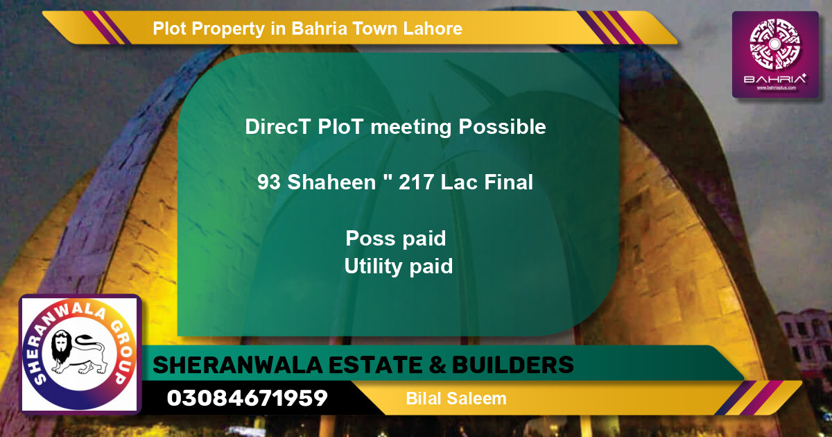 Residential Plot for Sale in Bahria Town, Lahore - (BP-40003)