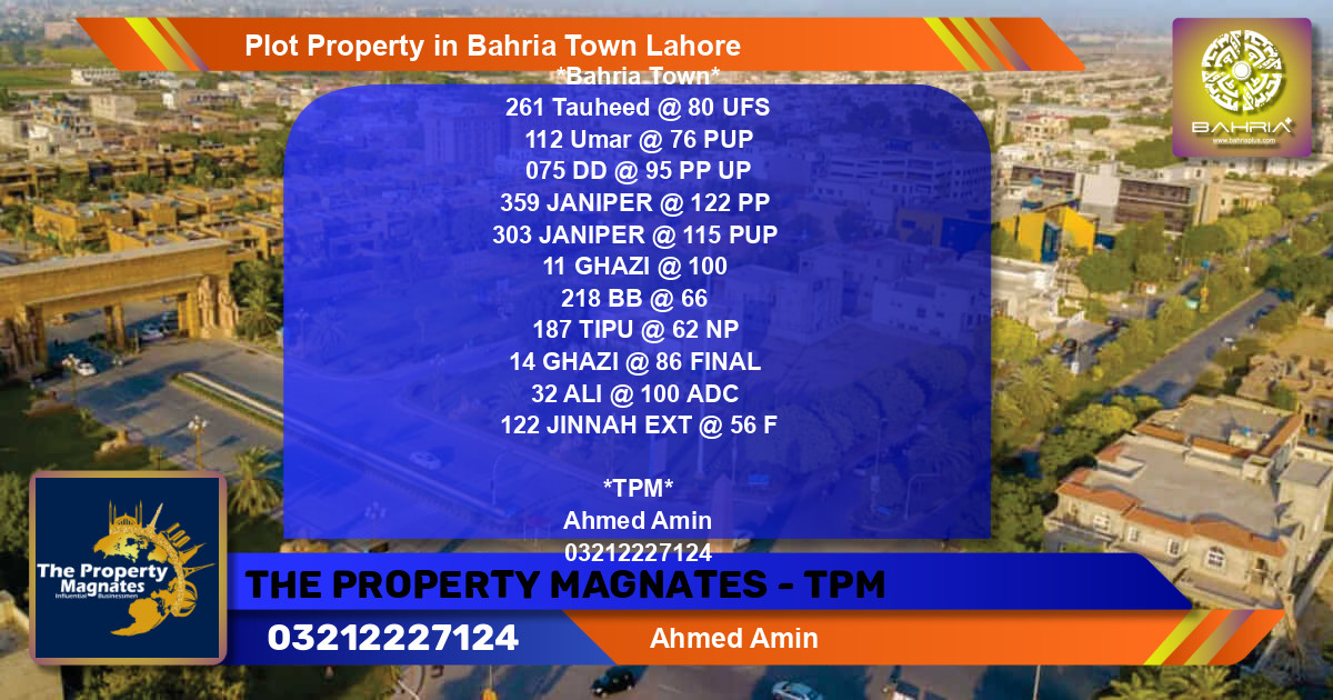 Residential Plot for Sale in Bahria Town, Lahore - (BP-40020)