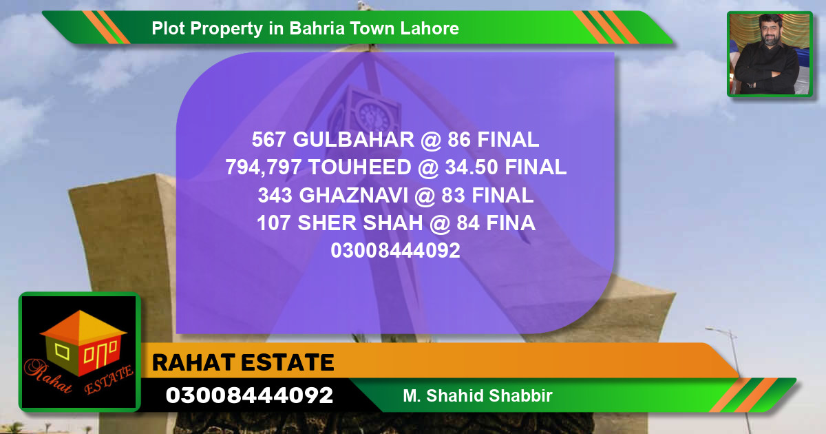 Residential Plot for Sale in Bahria Town, Lahore - (BP-40024)