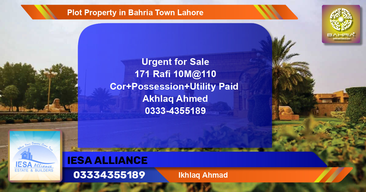 Residential Plot for Sale in Bahria Town, Lahore - (BP-40029)