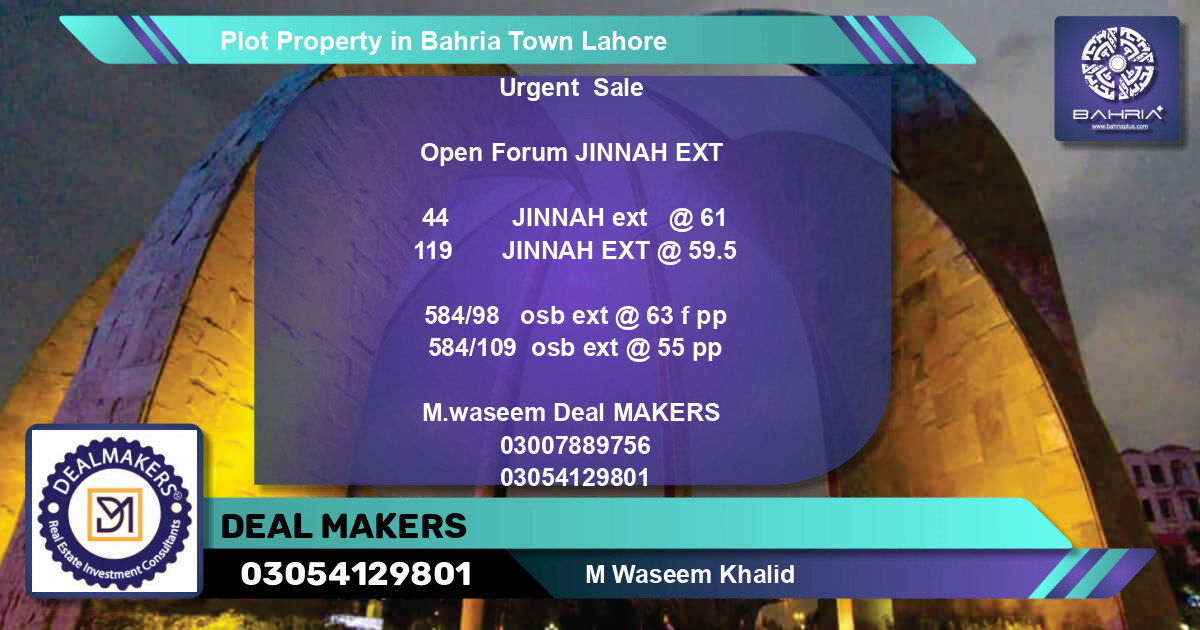 Residential Plot for Sale in Bahria Town, Lahore - (BP-40039)