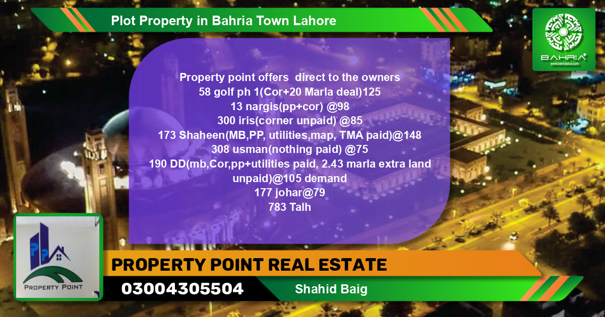 Residential Plot for Sale in Bahria Town, Lahore - (BP-40053)