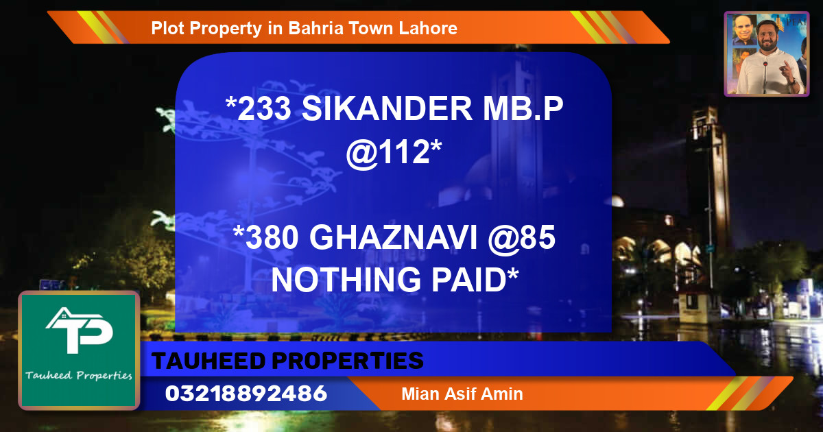 Residential Plot for Sale in Bahria Town, Lahore - (BP-40079)