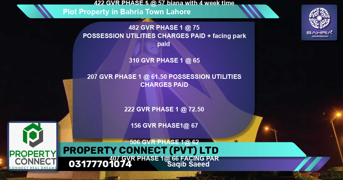 Residential Plot for Sale in Bahria Town, Lahore - (BP-40093)